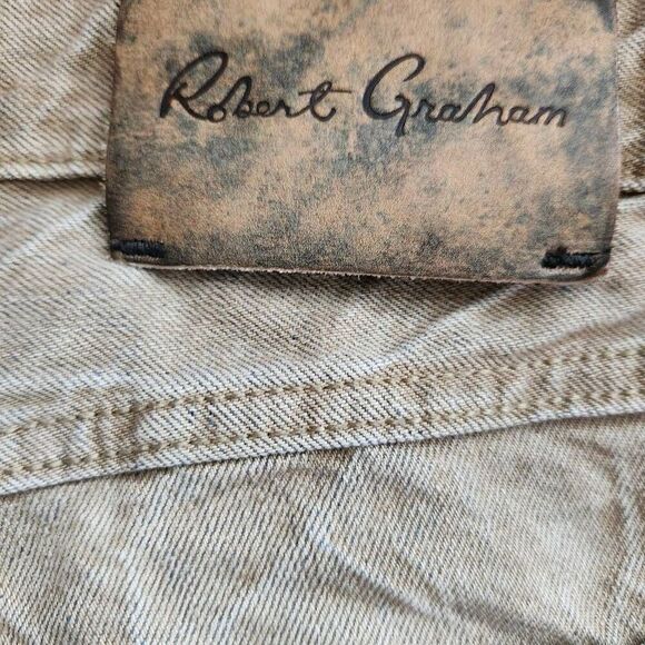 Robert Graham Jeans Mens 31 Slim Jim Rustic Tan Gray Denim Rockabilly - Picture 6 of 8